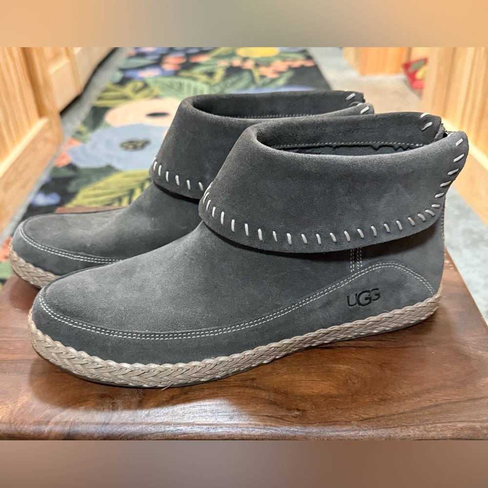 UGG Taupe Suede Moccasin Ankle Boots